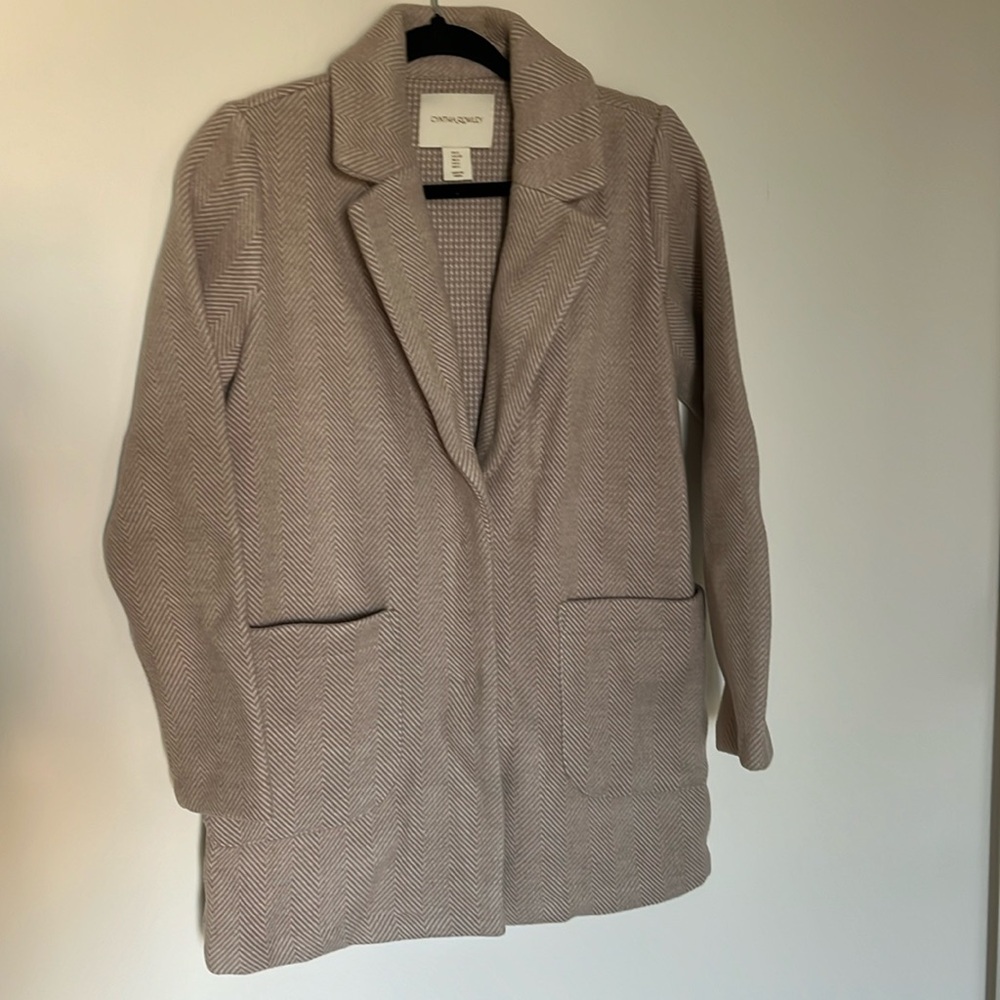 Cynthia Rowley Size Small Coat NEW Snap Front Dressy Chevron Wool Blend Tan